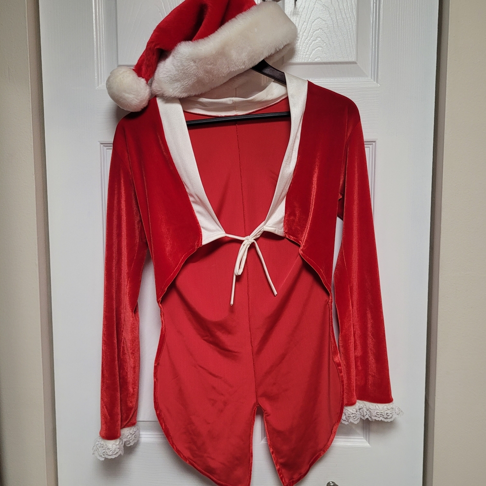 Vintage Naughty Santa Robe Red w/White Trim Sexy Christmas Lounge Cozy Glam Chic